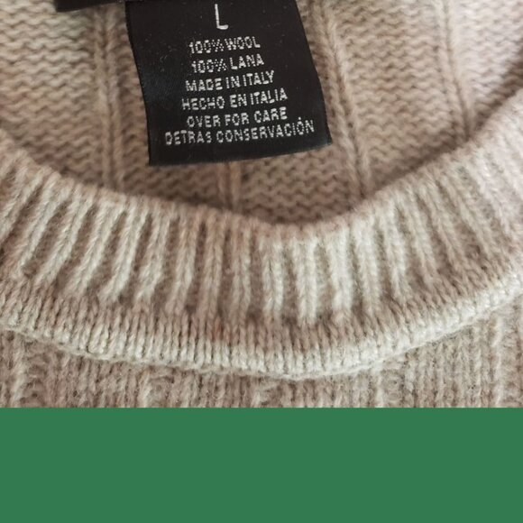 Giorgiolini Mens 100% Wool Ribbed Knit Pullover Sweater Beige Large - Picture 10 of 10